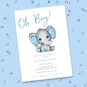 Blue Elephant Boy Baby Dusche Einladung