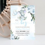 Blue Elephant Boy Baby Dusche Einladung