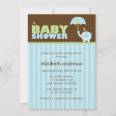 Blue Elephant Boy Baby Dusche Einladung (Vorderseite)