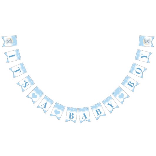 Blue Elephant Boy Baby Dusche Es ist ein Junge Wimpelkette (Alle)