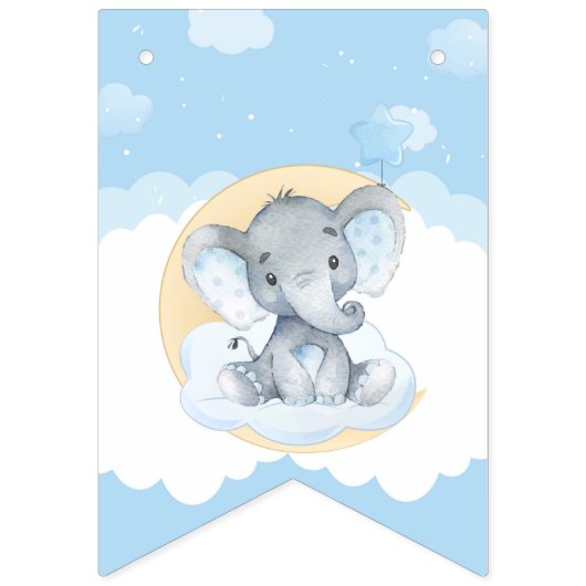 Blue Elephant Boy Baby Dusche Es ist ein Junge Wimpelkette (Erste Fahne)