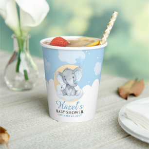 Blue Elephant Boy Baby Dusche Geburtstag Pappbecher