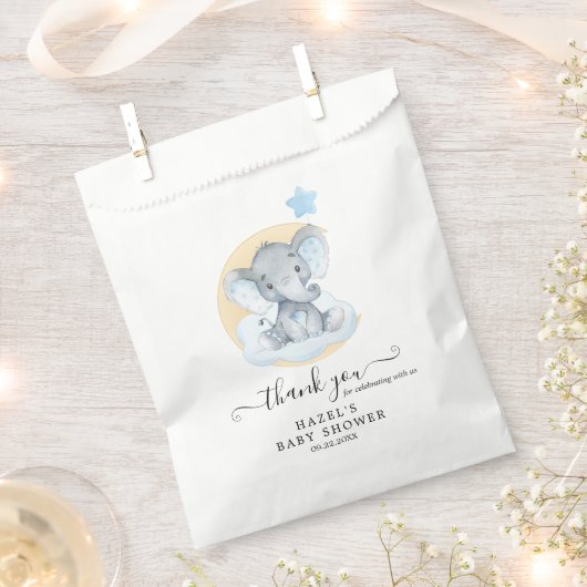 Blue Elephant Boy Baby Dusche Gefallen Taschen Geschenktütchen (Ausgeschnitten)