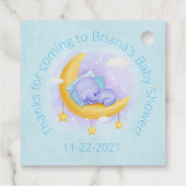 Blue Elephant Boy Baby Dusche Geschenkanhänger (Rückseite)