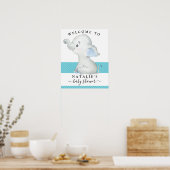 Blue Elephant Boy Baby Dusche Schild Poster (Küche)