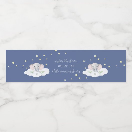 Blue Elephant Boy Baby Dusche Wasserflaschen Label Wasserflaschenetikett (Einzelnes Label)