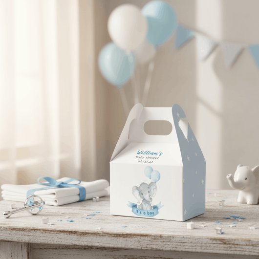 Blue Elephant Boy Baby Shower Favor Box Geschenkschachtel
