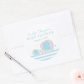 Blue Elephant Boy Baby Shower Gefallen Tag Sticker (Umschlag)