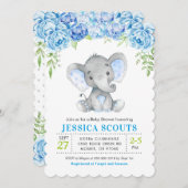 Blue Elephant Boy Baby Shower Sprinkle Einladung (Vorne/Hinten)