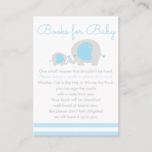 Blue Elephant Boy Books for Baby Einladung Insert (Vorderseite)