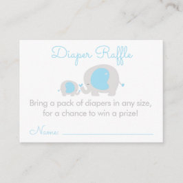 Blue Elephant Boy Diaper Raffle Ticket Begleitkarte