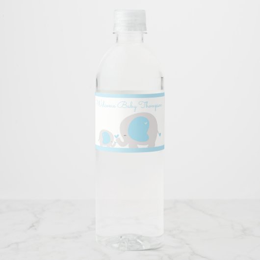 Blue Elephant Boy Water Flasche Labels Wasserflaschenetikett (Vorderseite)