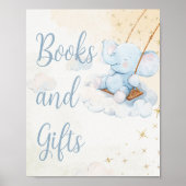 Blue Elephant Bücher und Geschenke Baby Shower Tis Poster (Vorne)