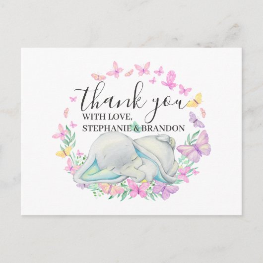 Blue Elephant Butterfets Danke Karte (Vorderseite)