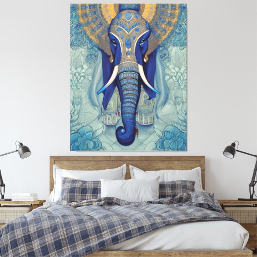 Blue Elephant Canvas Print Leinwanddruck (Insitu (Schlafzimmer))