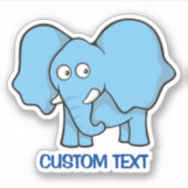 Blue Elephant Cartoon Aufkleber (Vorderseite)
