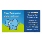 Blue Elephant Cartoon Magnetic Business Card Magnetische Visitenkarte (Vorderseite)