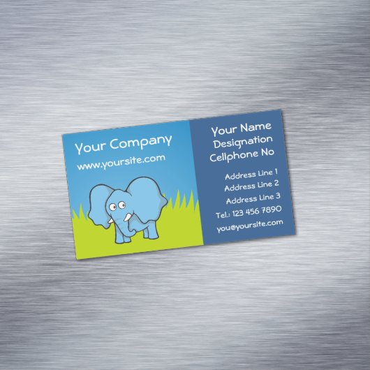 Blue Elephant Cartoon Magnetic Business Card Magnetische Visitenkarte (Beispiel)