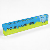 Blue Elephant Cartoon Namensplakette