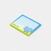 Blue Elephant Cartoon Post-it Klebezettel (angewinkelt)
