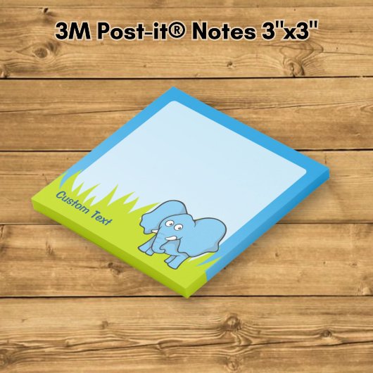 Blue Elephant Cartoon Post-it Klebezettel