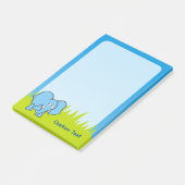 Blue Elephant Cartoon Post-it Klebezettel (angewinkelt)