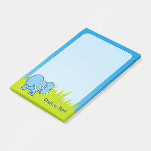 Blue Elephant Cartoon Post-it Klebezettel