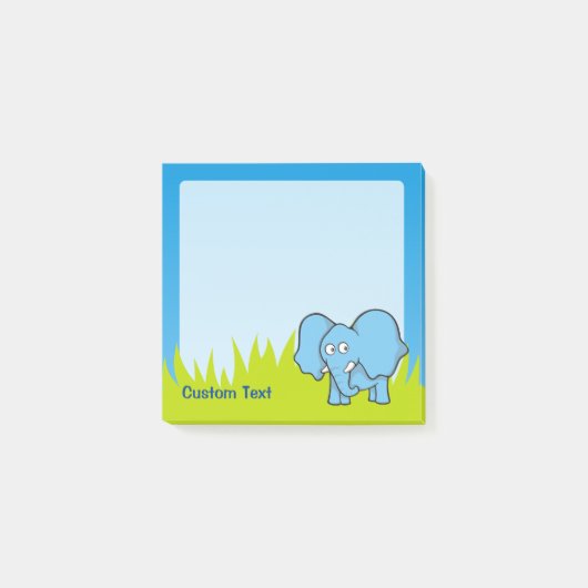 Blue Elephant Cartoon Post-it Klebezettel (Vorderseite)