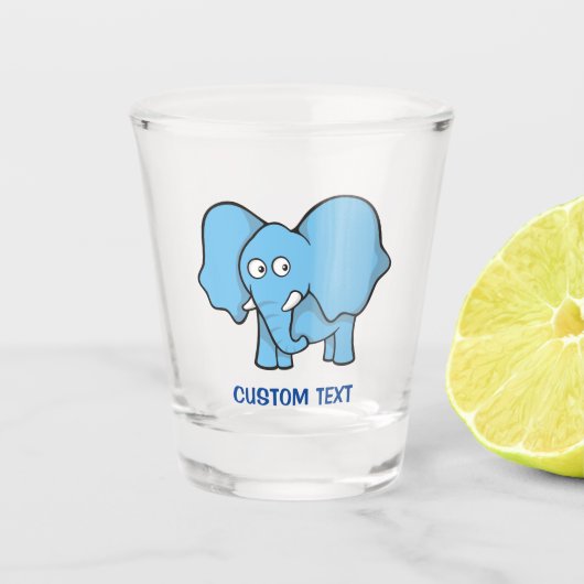Blue Elephant Cartoon Schnapsglas (Vorderseite)