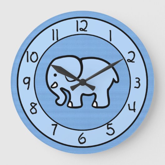 Blue Elephant Clock for Boys Bedroom Große Wanduhr (Vorderseite)