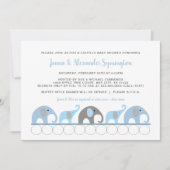 Blue Elephant Couples Kinderdusche Einladung (Vorderseite)