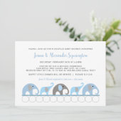 Blue Elephant Couples Kinderdusche Einladung (Stehend Vorderseite)