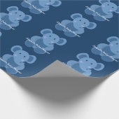 Blue Elephant Custom Baby Shower Wrapping Paper Geschenkpapier (Ecke)