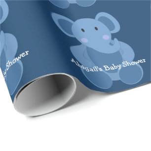 Blue Elephant Custom Baby Shower Wrapping Paper Geschenkpapier