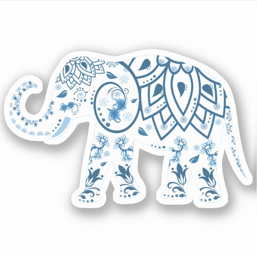 Blue Elephant Custom Cut Vinyl Sticker (Vorderseite)