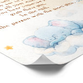 Blue Elephant Don't Say Baby Shower Game Poster (Ecke)