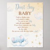 Blue Elephant Don't Say Baby Shower Game Poster (Vorne)