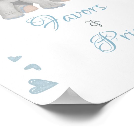 Blue Elephant Favorit & Prizes Kinderduschzeichen Poster (Ecke)