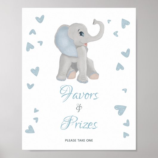 Blue Elephant Favorit & Prizes Kinderduschzeichen Poster (Vorne)