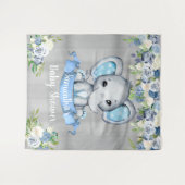 Blue Elephant Floral Foto Hintergrund Babydusche Wandteppich (Vorderseite (Horizontal))