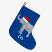 Blue Elephant Funny Custom Kids Weihnachten Großer Weihnachtsstrumpf (Vorderansicht (hängend))