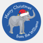 Blue Elephant Funny Custom Weihnachtsgeschenk Runder Aufkleber (Vorderseite)
