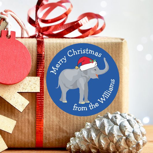 Blue Elephant Funny Custom Weihnachtsgeschenk Runder Aufkleber