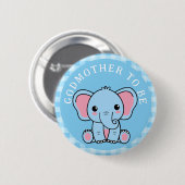 Blue Elephant Godmutter wird Babydusche Button (Vorne & Hinten)