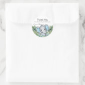 Blue Elephant Greenerenery Baby Shower Vielen Dank Runder Aufkleber (Tasche)
