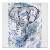 Blue Elephant Head Print Poster (Vorderseite)