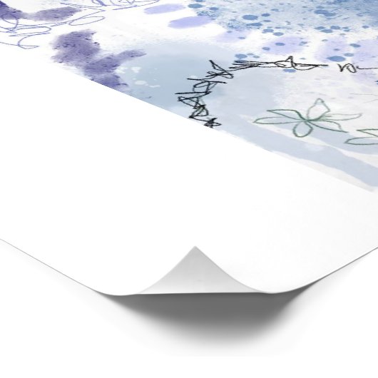 Blue Elephant Head Print Poster (Ecke)