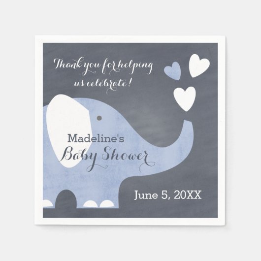 Blue Elephant Heart Serviette (Vorderseite)