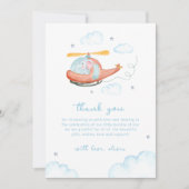 Blue Elephant Helicopter Airplane Baby Shower  Dankeskarte (Vorderseite)