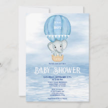 Blue Elephant Hot Air Ballon Babydusche